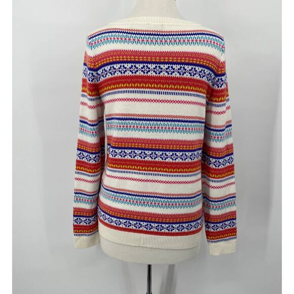Talbots Pullover Sweater Fair Isle Stripe Patterned Lambs Wool NEW Womens Medium - Picture 6 of 8
